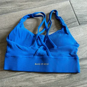 Band of gold blue ribbed sports bra thumbnail 2