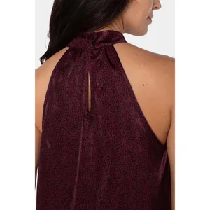 Liverpool Mock Neck Halter Top in Burgundy Leopard Print, NWT, Size S thumbnail 7