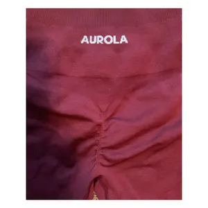 AUROLA Seamless Scrunch Butt Leggings Burgundy High Waist Activewear Size S thumbnail 3