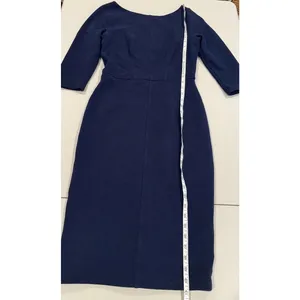 Boden Textured Midi Sheath Dress Womens 6 Navy 3/4 Sleeve Work Career Travel thumbnail 4