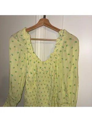 Faithfull The Brand NWT $189 Size M Gombardy Mini Dress Bisset Floral Yellow thumbnail 4