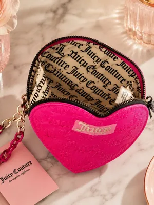 Juicy Couture Can’t Tame Her Pink Heart Embossed Zip Wristlet NWT thumbnail 4