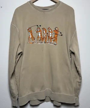 Barstool Golf x Independent Trading Co Sweatshirt XL Tan Tiger Novelty Oversize thumbnail 1