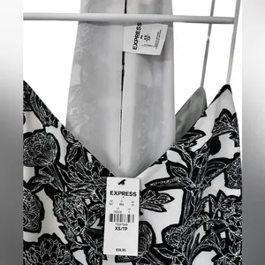 Express Black and White Floral Spaghetti Strap Top thumbnail 2