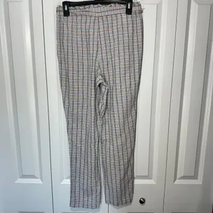 BCBGeneration Plaid Pants Womens S Blue Multi Paperbag Waist Tie Cotton Trousers thumbnail 3
