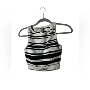PINK Victoria’s Secret Striped Ribbed Crop Bralette Top Built-In Padding Size M‎ thumbnail 3