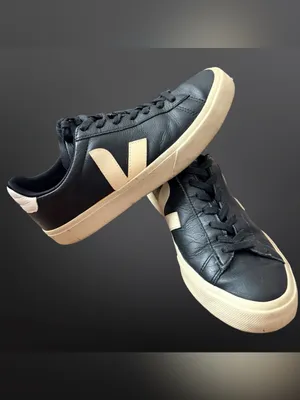 VEJA Campo Black & White Leather Sneakers — Women’s 10 thumbnail 5