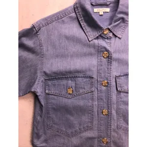 Z‎ SUPPLY Womens Blue Denim Button Down Shirt Shacket XS ZJ232414E Light Wash thumbnail 3