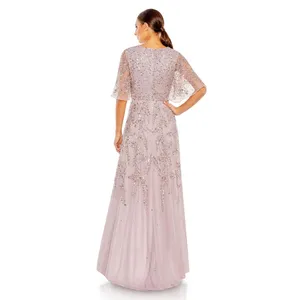 MAC DUGGAL 93681 Vintage Lilac Pink Sequined Butterfly High Low Gown Dress sz 10 thumbnail 2