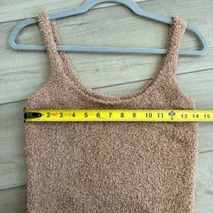 SKIMS Boucle Knit Sleeveless Cropped Tank Top Camel Brown S/M thumbnail 5