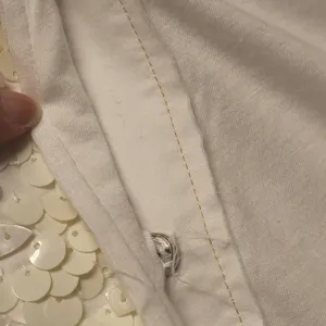 TINY Anthropologie Sequin Shell Bead Top Womens Size S White‎ Boho Beachy Summer thumbnail 6