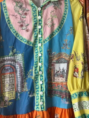 Vestique Vibrant Multicolor Printed Long Sleeve Mini Italian Villa Dress ✨ thumbnail 6