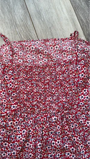 SheIn Short flowy red floral summer dress thumbnail 3