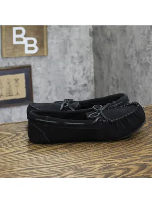 NEW Auden Women's Suede Faux Fur Lined Slippers Black 7M thumbnail 6