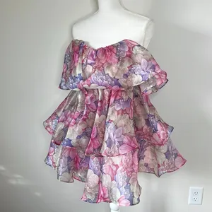 Tiered Floral Organza Ruffle Dress thumbnail 10