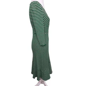 Anthropologie Maeve Green Striped Ribbed Knit Maxi Dress Small thumbnail 9