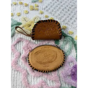 Vintage‎ Tooled Leather Coin Purse Pouch Florida Mexico Floral Design thumbnail 9