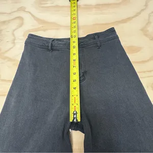 Miou Muse Straight Wide Leg High Waisted Denim Jeans Stretch Faded Black Med W28 thumbnail 10