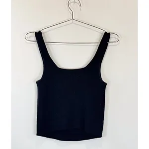 Reformation Women Top Black Julia Ribbed Sweater Tank Cashmere Square Neck Small thumbnail 2