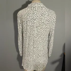 Market & Spruce Black and White Dot button down blouse shirt top large NWT thumbnail 2