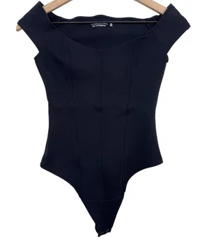 Abercrombie & Fitch Off the Shoulder Bodysuit Black Soft A&F Collection Size XS thumbnail 1