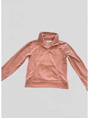 Vintage Y2K Juicy Couture Velour Velvet Pullover Sweatshirt Pink XS Barbiecore thumbnail 2