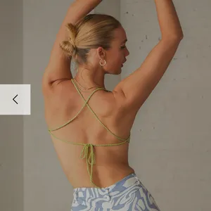 Peppermayo Cancun Crochet Halter Top - Green and Blue Striped Crop Top thumbnail 2
