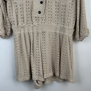 Free People Beach Ryan Crochet Romper in Summer Khaki Size Medium thumbnail 4