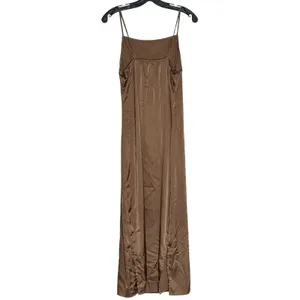Y2K Brown Maxi Slip Dress 90s Prom Minimalist Neutral Indie Sleaze Silky Size XL thumbnail 6