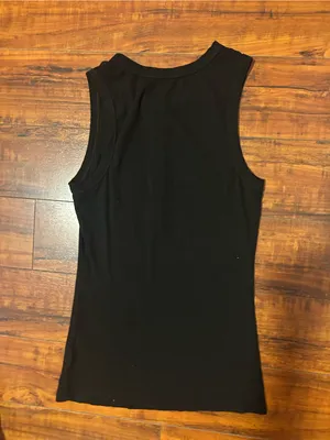Source Unknown Black Sleeveless Henley Ribbed Tank Top thumbnail 2