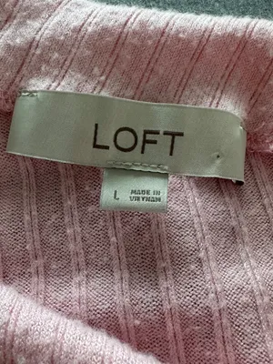LOFT Womens Large Ribbed Side-Ruched Long Sleeve Knit Top Pink Super Soft Fitted thumbnail 3