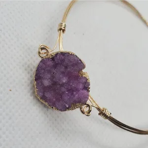 Gold Tone & Purple Druzy Bracelet thumbnail 2