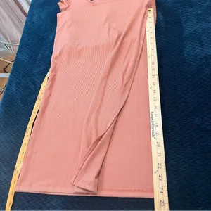 Haute Monde‎ Blush Pink Stretch Ribbed Jersey Knit Side Slit Bodycon Maxi Dress thumbnail 13