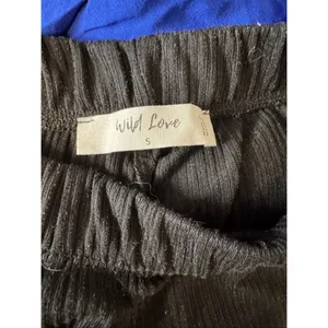 Wild Love Black Ribbed Wide Leg Pants Womens Size Small S Elastic Waist Lounge C thumbnail 5