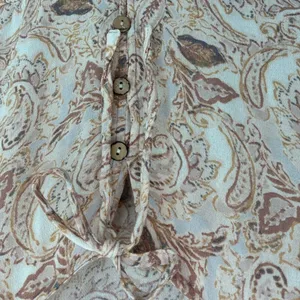 Bohme Womens Paisley Tiered Babydoll Mini‎ Dress Tan Brown V-Neck Rayon FD6018 M thumbnail 5