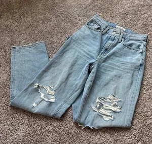 Madewell Light Blue Distressed Straight-Leg Jeans thumbnail 1