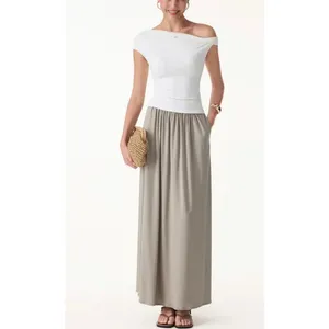 NWT OGL Women’s Large Smoky Navy Midi Skirt A-Line Pull-On Casual Comfort thumbnail 2