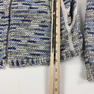 NIC+ZOE Jacket Womens Petite Medium Gray Blue Knit Full Zip Fringe Pockets thumbnail 7