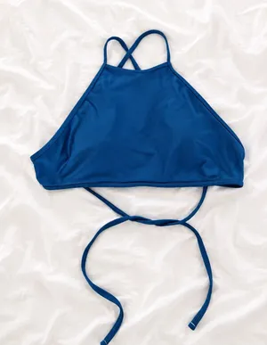 Aerie Blue High Neck Wrap Tie Bikini Top thumbnail 1