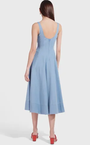 Staud wells dress in light denim thumbnail 5