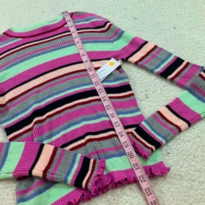 BP Nordstrom pink striped light weight frill sweater thumbnail 5