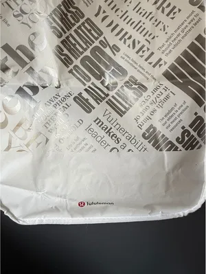 Lululemon White Printed Tote Bag with Text Design thumbnail 2