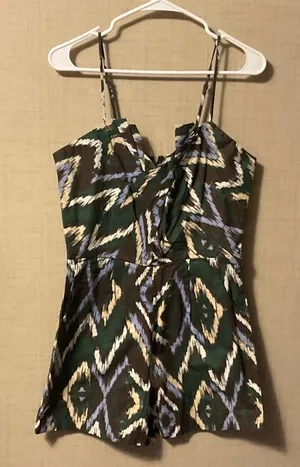 Stylish Geometric Women's Romper Green Size M thumbnail 1