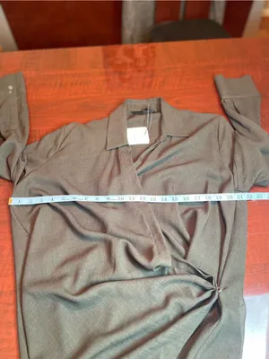 Zara Dark Green Wool Blend Draped Asymmetrical Avant Garde Long Wrap Blouse L thumbnail 6