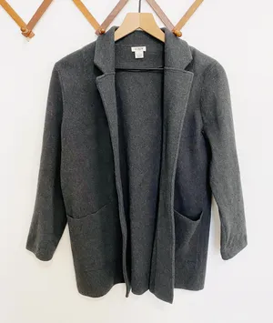 J Crew Charcoal Grey Open Front Blazer Sweater Jacket Size Small thumbnail 2