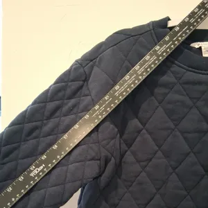 Athleta Sweatshirt Navy Blue Retroplush Quilted Crewneck Side Zippers size Small thumbnail 6