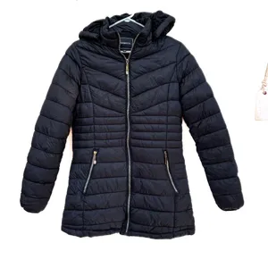 YMI Snobbish Women Black Faux-Fur-Lined Hooded Puffer Quilted Coat Jacket thumbnail 1