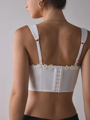 Urban Outfitters White Daisy-Trim Longline Bralette thumbnail 3