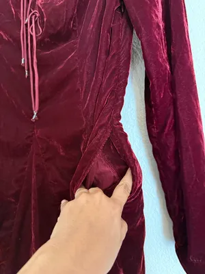NWT free people Linney V-Neck Tie Front Long Sleeve Velvet Mini Dress thumbnail 9