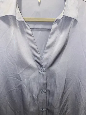 HALARA Women's Satin Button-Front Blouse — Light Blue thumbnail 7